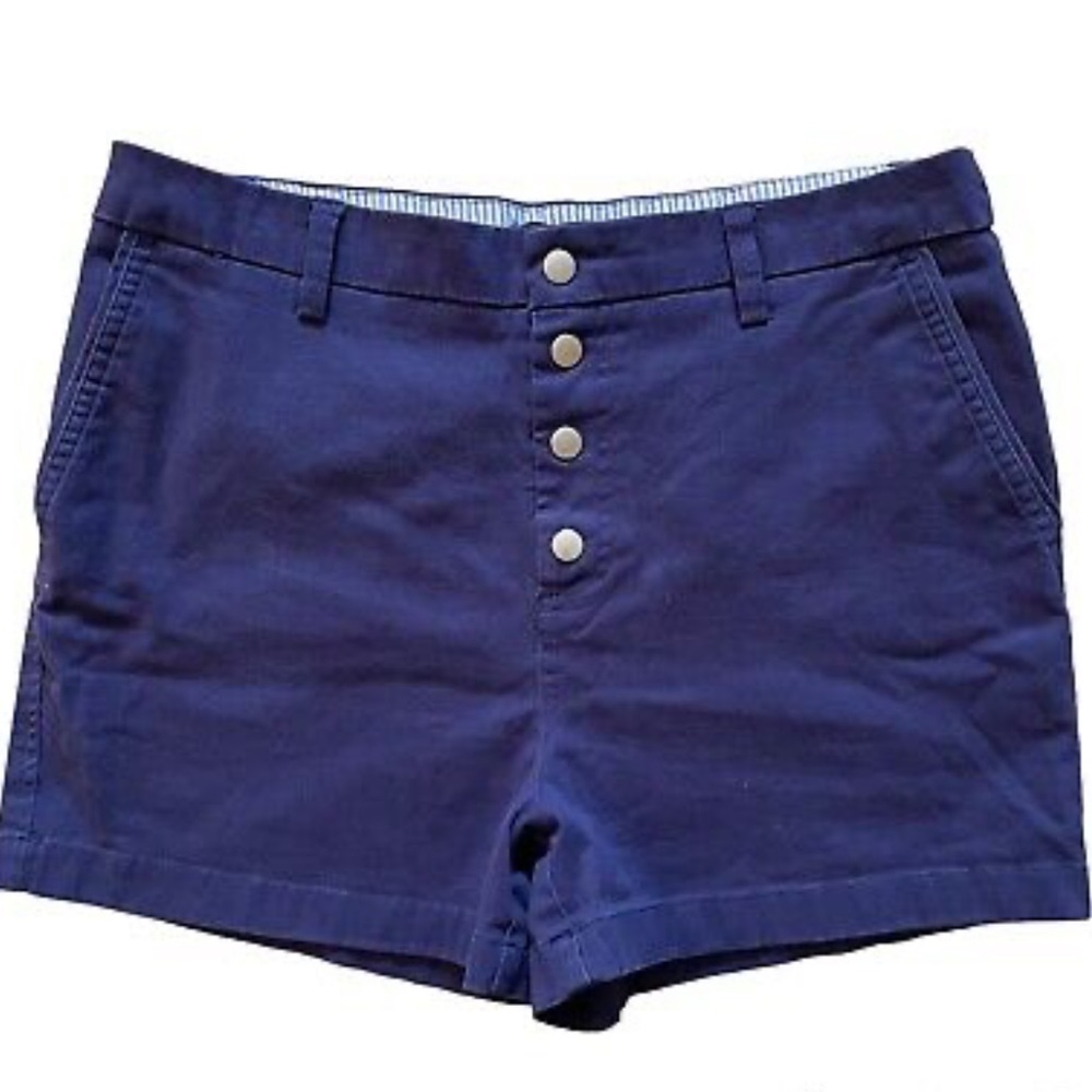 Cynthia Rowley High Rise Snap Front Navy Blue Shorts